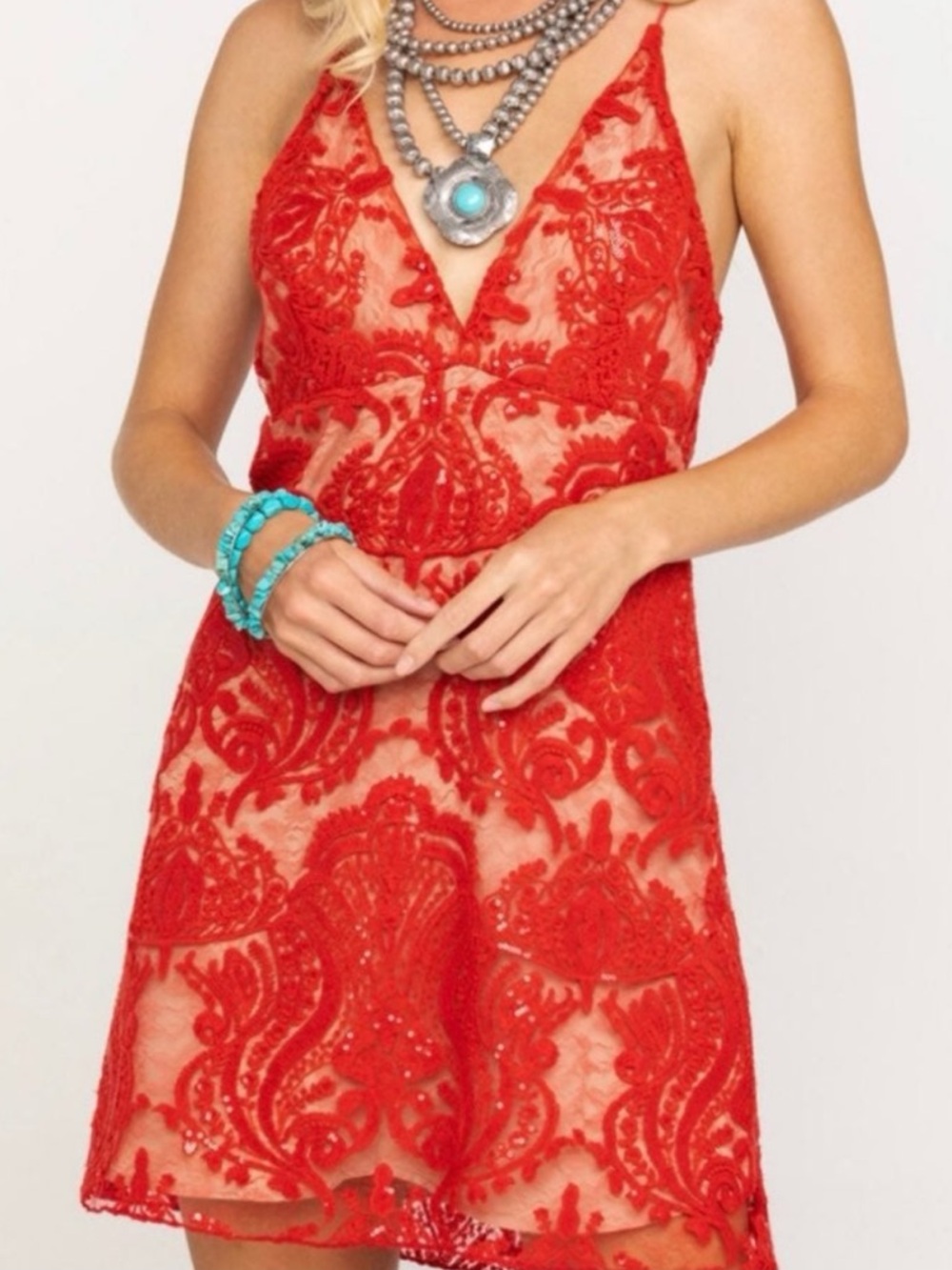 Free People Night Shimmers Dress Red Sz 6